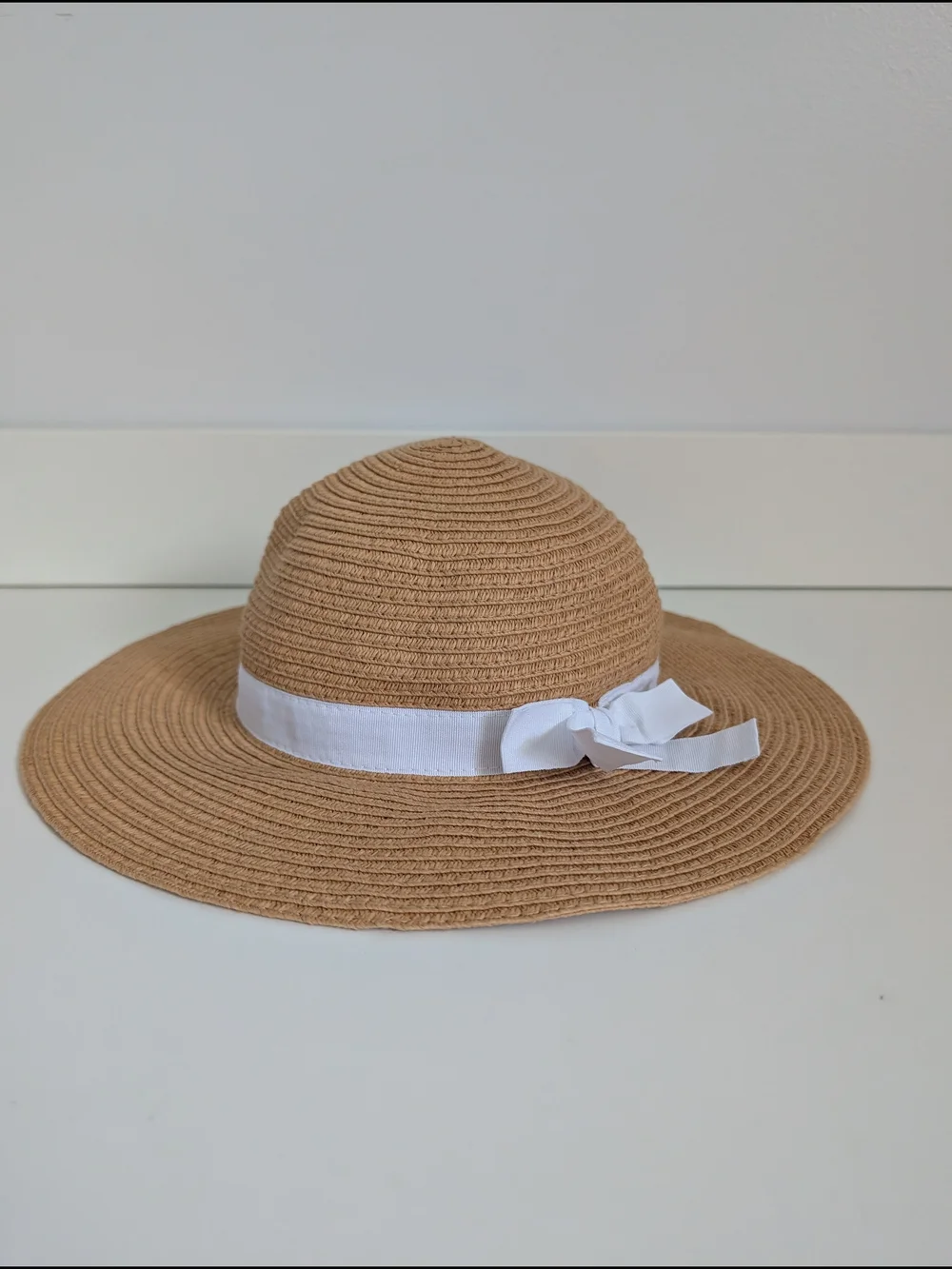 Old Navy Baby Girls' Straw Sun Hat with White Ribbon - Tan Size 12-18 Months